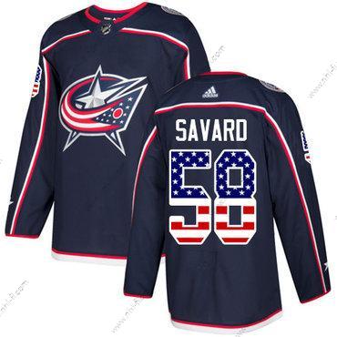 Adidas Columbus Blue Jackets #58 David Savard Laivastonsininen Sininen Kotiottelu Aito USA Flag Ommeltu NHL Paita – Miesten