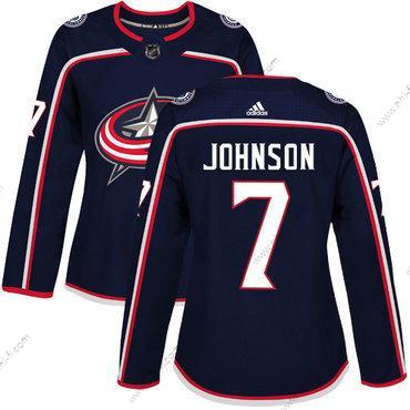 Adidas Columbus Blue Jackets #7 Jack Johnson Laivastonsininen Sininen Kotiottelu Aito Ommeltu NHL Paita – Naisten