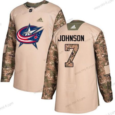 Adidas Columbus Blue Jackets #7 Jack Johnson Maastokuvio Aito 2017 Veterans Day Ommeltu NHL Paita – Miesten