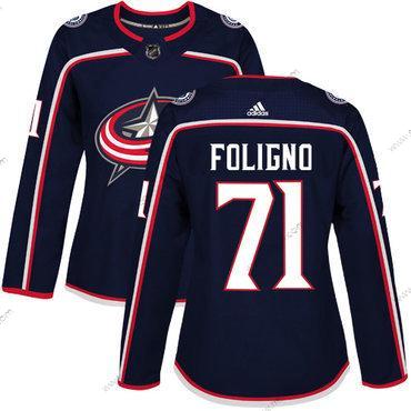 Adidas Columbus Blue Jackets #71 Nick Foligno Laivastonsininen Sininen Kotiottelu Aito Ommeltu NHL Paita – Naisten