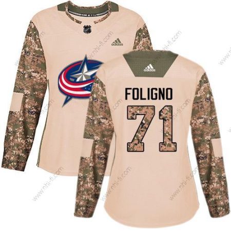 Adidas Columbus Blue Jackets #71 Nick Foligno Maastokuvio Aito 2017 Veterans Day Ommeltu NHL Paita – Naisten