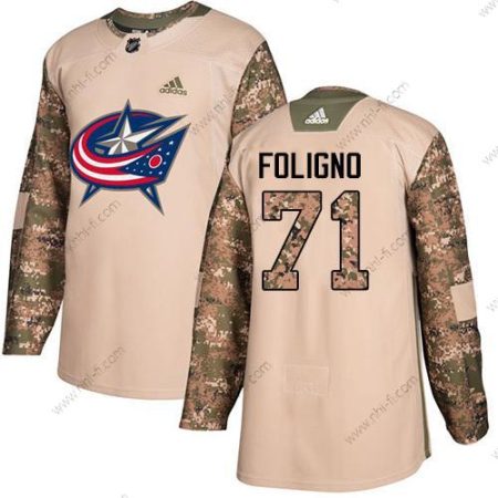 Adidas Columbus Blue Jackets #71 Nick Foligno Maastokuvio Aito 2017 Veterans Day Ommeltu NHL Paita – Nuoret