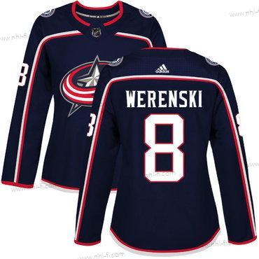 Adidas Columbus Blue Jackets #8 Zach Werenski Laivastonsininen Sininen Kotiottelu Aito Ommeltu NHL Paita – Naisten