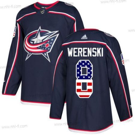 Adidas Columbus Blue Jackets #8 Zach Werenski Laivastonsininen Sininen Kotiottelu Aito USA Flag Ommeltu NHL Paita – Nuoret