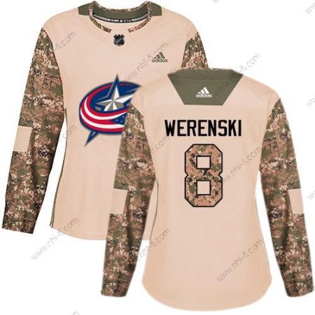 Adidas Columbus Blue Jackets #8 Zach Werenski Maastokuvio Aito 2017 Veterans Day Ommeltu NHL Paita – Naisten