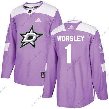 Adidas Dallas Stars #1 Gump Worsley Violetti Aito Taistelee syöpää vastaan Ommeltu NHL Paita – Miesten