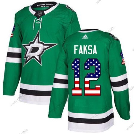 Adidas Dallas Stars #12 Radek Faksa Vihreä Kotiottelu Aito USA Flag Ommeltu NHL Paita – Miesten