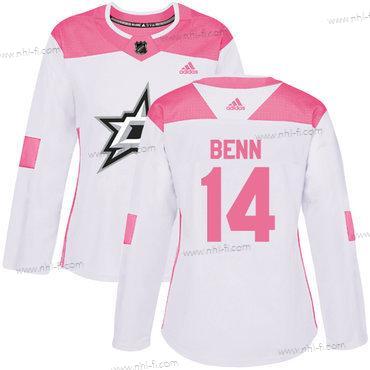 Adidas Dallas Stars #14 Jamie Benn Valkoinen Pinkki Aito Ommeltu NHL Paita – Naisten