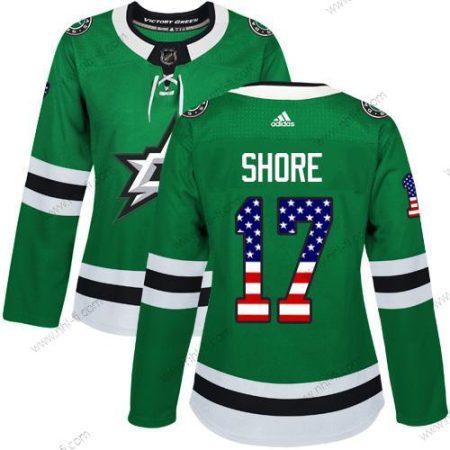 Adidas Dallas Stars #17 Devin Shore Vihreä Kotiottelu Aito USA Flag Ommeltu NHL Paita – Naisten