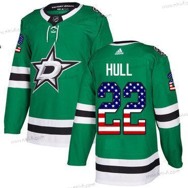 Adidas Dallas Stars #22 Brett Hull Vihreä Kotiottelu Aito USA Flag Ommeltu NHL Paita – Miesten