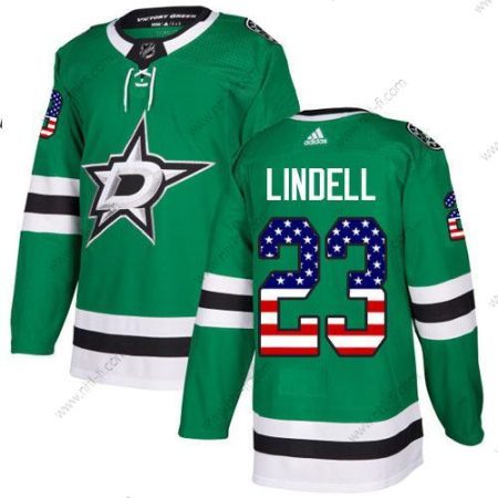 Adidas Dallas Stars #23 Esa Lindell Vihreä Kotiottelu Aito USA Flag Ommeltu NHL Paita – Miesten