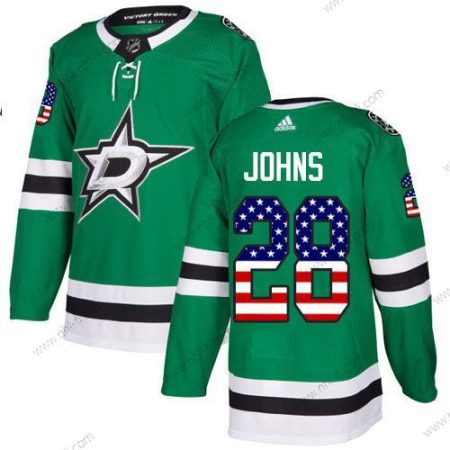 Adidas Dallas Stars #28 Stephen Johns Vihreä Kotiottelu Aito USA Flag Ommeltu NHL Paita – Miesten