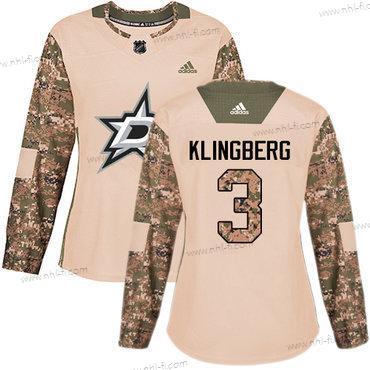 Adidas Dallas Stars #3 John Klingberg Maastokuvio Aito 2017 Veterans Day Ommeltu NHL Paita – Naisten