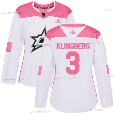 Adidas Dallas Stars #3 John Klingberg Valkoinen Pinkki Aito Ommeltu NHL Paita – Naisten