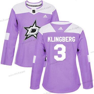 Adidas Dallas Stars #3 John Klingberg Violetti Aito Taistelee syöpää vastaan Ommeltu NHL Paita – Naisten