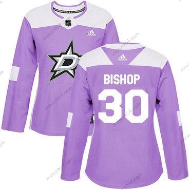 Adidas Dallas Stars #30 Ben Bishop Violetti Aito Taistelee syöpää vastaan Ommeltu NHL Paita – Naisten