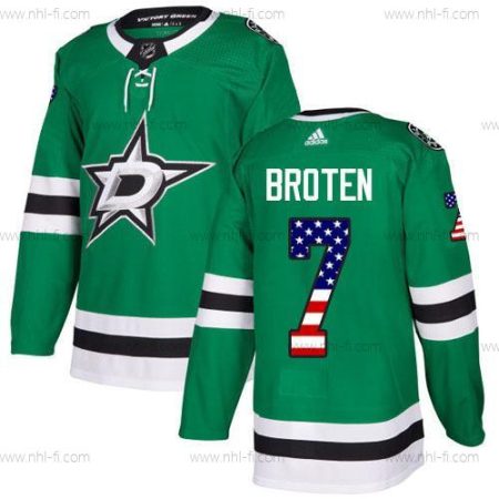 Adidas Dallas Stars #7 Neal Broten Vihreä Kotiottelu Aito USA Flag Ommeltu NHL Paita – Miesten