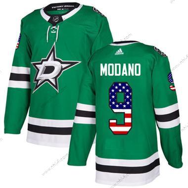 Adidas Dallas Stars #9 Mike Modano Vihreä Kotiottelu Aito USA Flag Ommeltu NHL Paita – Nuoret