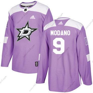 Adidas Dallas Stars #9 Mike Modano Violetti Aito Taistelee syöpää vastaan Ommeltu NHL Paita – Miesten