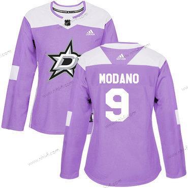 Adidas Dallas Stars #9 Mike Modano Violetti Aito Taistelee syöpää vastaan Ommeltu NHL Paita – Naisten