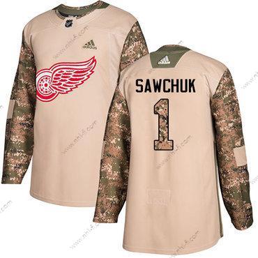 Adidas Detroit Red Wings #1 Terry SaWCHuk Maastokuvio Aito 2017 Veterans Day Ommeltu NHL Paita – Miesten