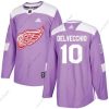 Adidas Detroit Red Wings #10 Alex Delvecchio Violetti Aito Taistelee syöpää vastaan Ommeltu NHL Paita – Miesten