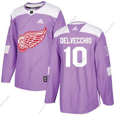 Adidas Detroit Red Wings #10 Alex Delvecchio Violetti Aito Taistelee syöpää vastaan Ommeltu NHL Paita – Miesten