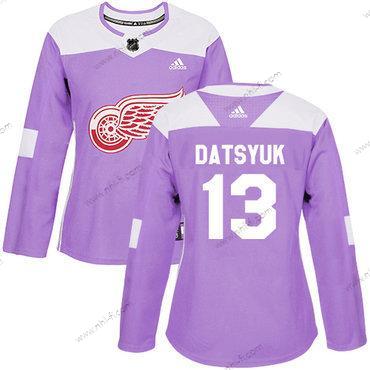 Adidas Detroit Red Wings #13 Pavel Datsyuk Violetti Aito Taistelee syöpää vastaan Ommeltu NHL Paita – Naisten