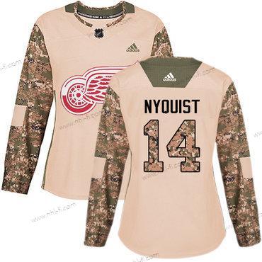 Adidas Detroit Red Wings #14 Gustav Nyquist Maastokuvio Aito 2017 Veterans Day Ommeltu NHL Paita – Naisten