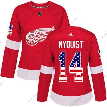 Adidas Detroit Red Wings #14 Gustav Nyquist Punainen Kotiottelu Aito USA Flag Ommeltu NHL Paita – Naisten