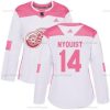 Adidas Detroit Red Wings #14 Gustav Nyquist Valkoinen Pinkki Aito Ommeltu NHL Paita – Naisten