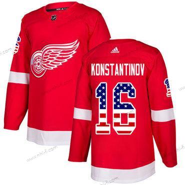 Adidas Detroit Red Wings #16 Vladimir Konstantinov Punainen Kotiottelu Aito USA Flag Ommeltu NHL Paita – Miesten