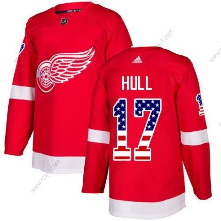 Adidas Detroit Red Wings #17 Brett Hull Punainen Kotiottelu Aito USA Flag Ommeltu NHL Paita – Miesten