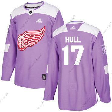 Adidas Detroit Red Wings #17 Brett Hull Violetti Aito Taistelee syöpää vastaan Ommeltu NHL Paita – Miesten