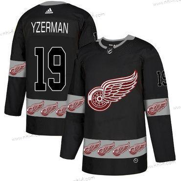 Adidas Detroit Red Wings #19 Steve Yzerman Musta Maajoukkue Logos Paita – Miesten