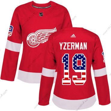 Adidas Detroit Red Wings #19 Steve Yzerman Punainen Kotiottelu Aito USA Flag Ommeltu NHL Paita – Naisten