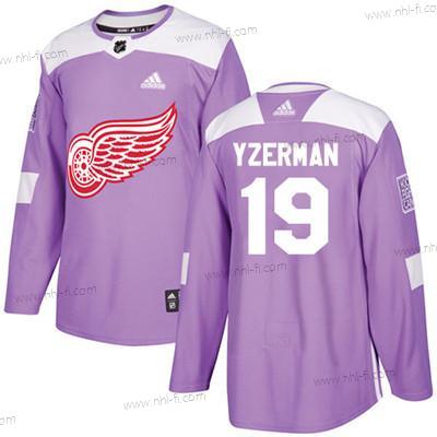 Adidas Detroit Red Wings #19 Steve Yzerman Violetti Aito Taistelee syöpää vastaan Ommeltu NHL Paita – Nuoret