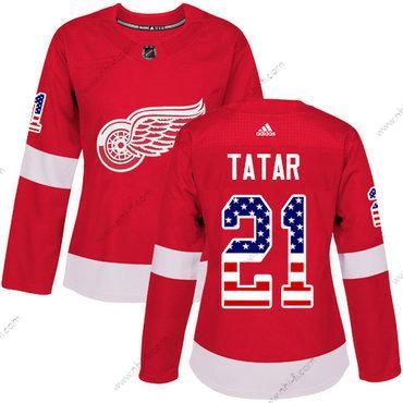 Adidas Detroit Red Wings #21 Tomas Tatar Punainen Kotiottelu Aito USA Flag Ommeltu NHL Paita – Naisten