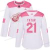 Adidas Detroit Red Wings #21 Tomas Tatar Valkoinen Pinkki Aito Ommeltu NHL Paita – Naisten