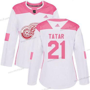 Adidas Detroit Red Wings #21 Tomas Tatar Valkoinen Pinkki Aito Ommeltu NHL Paita – Naisten