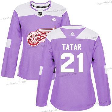 Adidas Detroit Red Wings #21 Tomas Tatar Violetti Aito Taistelee syöpää vastaan Ommeltu NHL Paita – Naisten