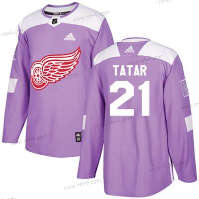 Adidas Detroit Red Wings #21 Tomas Tatar Violetti Aito Taistelee syöpää vastaan Ommeltu NHL Paita – Nuoret