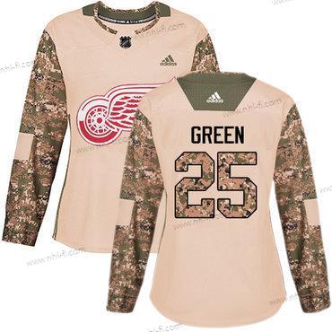 Adidas Detroit Red Wings #25 Mike Vihreä Maastokuvio Aito 2017 Veterans Day Ommeltu NHL Paita – Naisten