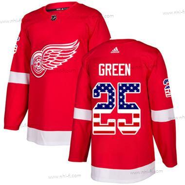 Adidas Detroit Red Wings #25 Mike Vihreä Punainen Kotiottelu Aito USA Flag Ommeltu NHL Paita – Nuoret