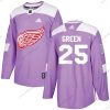 Adidas Detroit Red Wings #25 Mike Vihreä Violetti Aito Taistelee syöpää vastaan Ommeltu NHL Paita – Nuoret