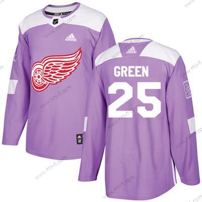 Adidas Detroit Red Wings #25 Mike Vihreä Violetti Aito Taistelee syöpää vastaan Ommeltu NHL Paita – Nuoret