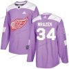 Adidas Detroit Red Wings #34 Petr Mrazek Violetti Aito Taistelee syöpää vastaan Ommeltu NHL Paita – Miesten