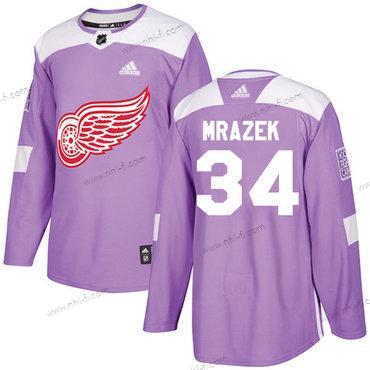 Adidas Detroit Red Wings #34 Petr Mrazek Violetti Aito Taistelee syöpää vastaan Ommeltu NHL Paita – Miesten