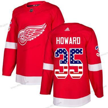 Adidas Detroit Red Wings #35 Jimmy Howard Punainen Kotiottelu Aito USA Flag Ommeltu NHL Paita – Nuoret