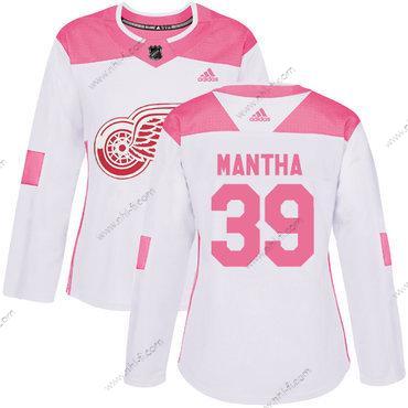 Adidas Detroit Red Wings #39 Anthony Mantha Valkoinen Pinkki Aito Ommeltu NHL Paita – Naisten